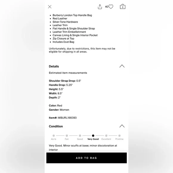 Burberry Deep Red Burgundy Ox Blood Leather Top Handle Shoulder Bag - Picture 5 of 6